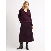 Albaray Womens A-Line Stretch Cord Midi Skirt - Burgundy