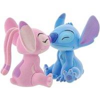 Disney Flocked Kissing Stitch And Angel Figurines