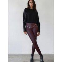 Religion Womens Ida Faux Leather Zip Detail Skinny Trousers - Red