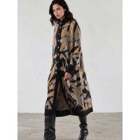 Religion Long Line Layla Maxi Coatigan Cardigan With Funnel Neck - Black