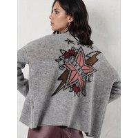 Religion Forever Cardigan With Star Rock N Roll Jacquard - Grey