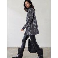 Religion Oversized Star Jacquard Knitted Starlight Dress With Zip Funnel Neck - Charcoal