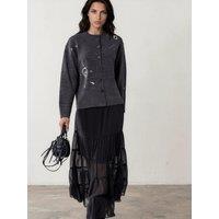 Religion Cute Mini Maddie Cardigan With Embroidery Designs In Charcoal