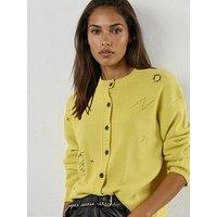 Religion Cute Mini Maddie Cardigan With Embroidery Design - Yellow