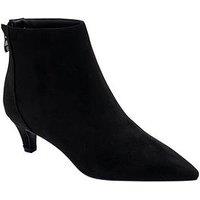 Ravel Leighton Pointed Toe Zip Kitten Heel Ankle Boot - Black