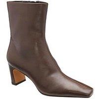 Ravel Staley Square Toe Zip Ankle Boot - Brown Pu