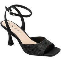 Ravel Holms Sparkle Square Toe Heeled Sandal - Black