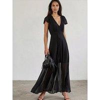 Religion Indium Maxi Dress With Cap Sleeves And Button Design Feature - Black