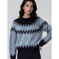 Religion Cute Anne Jumper In Fair Isle Nordic Style Abstract Pattern With Metallic Detail In Grey