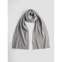 Gant Mens Ribbed Cotton Blend Logo Scarf - Grey