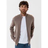 Threadbare Funnel Neck Zip Through Sweatshirt In Taupe