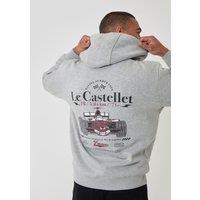 Threadbare Relaxed Fit Le Castellet Graphic Print Hoodie In Grey Marl