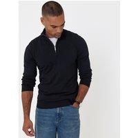 Threadbare Soft Knit Quarter Zip Jumper In Black