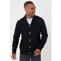 Threadbare Mens Shawl Collar Cable Knit Cardigan - Black