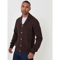 Threadbare Wool Blend Shawl Collar Cardigan In Brown