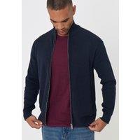 Threadbare Cotton Rich Funnel Neck Zip Through Sweatshirt In Navy