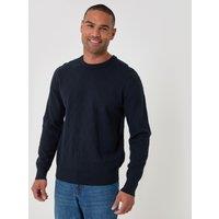 Threadbare Diamond Textured Crew Neck Jumper In Navy