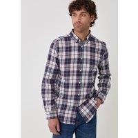 Threadbare Brushed Cotton Flannel Shirt In Navy Check