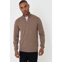 Threadbare Soft Knit Quarter Zip Jumper In Taupe