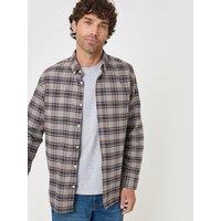 Threadbare Mens Cotton Oxford Check Shirt - Brown