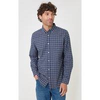 Threadbare Regular Fit Cotton Oxford Shirt In Navy Check