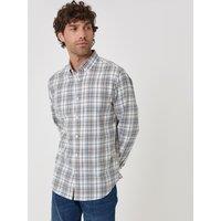 Threadbare Brushed Cotton Flannel Shirt In Cream Check