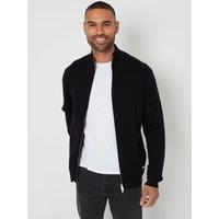 Threadbare Mens Funnel Neck Zip Through Cardigan - Black