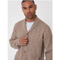 Threadbare Wool Blend Shawl Collar Cardigan In Beige