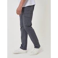 Threadbare Mens Slim Fit Cargo Stretch Trousers - Dark Grey