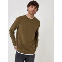 Threadbare Mens Relaxed Fit Mock Layer Long Sleeve T-Shirt - Green