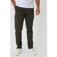 Threadbare Mens Slim Fit Stretch Cargo Trousers - Forest Green