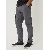 Threadbare Mens Slim Fit Stretch Cargo Trousers - Charcoal