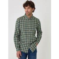 Threadbare Mens Brushed Cotton Yarn-Dyed Check Shirt - Green