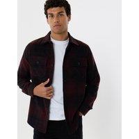 Threadbare Mens Lightweight Check Shacket With Pockets - Red