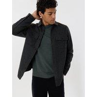 Threadbare Mens Herringbone Button-Through Shacket - Black
