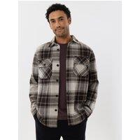 Threadbare Mens Lightweight Brushed Check Shacket - Brown