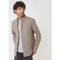 Threadbare Regular Fit Cotton Oxford Shirt In Tan Check