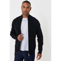 Threadbare Cotton Rich Funnel Neck Zip Through Sweatshirt In Black