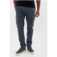 Threadbare Mens Slim Fit Twill Cargo Trousers - Blue