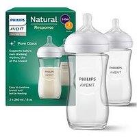 Avent Philips Avent Natural Response Glass Baby Bottles 8Oz/240 Ml With Medium Flow Teats (Flow 3