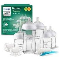 Avent Philips Avent Natural Response Baby Glass Gift Set, 3 Baby Bottles 4Oz/125Ml, 2 Baby Bottles 8Oz/240Ml, 2 Ultra Soft Soothers