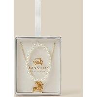 Monsoon Girls Reindeer Jewellery Box Set - Gold