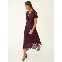 Roman Petite Front Twist Jacquard Dress