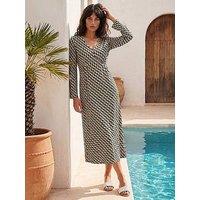 Roman Geometric V-Neck Midi Dress