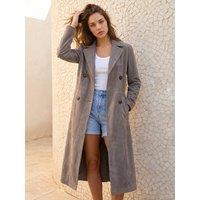 Roman Petite Faux Suede Trench Coat