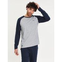 Threadbare Mens Soft Jersey Raglan Cuffed Pyjama Set - Grey