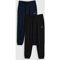 Threadbare Mens 2 Pack Jersey Drawcord Cuffed Joggers - Black/Navy