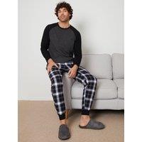 Threadbare Mens Raglan Long Sleeve Cuffed Pyjama Set - Grey