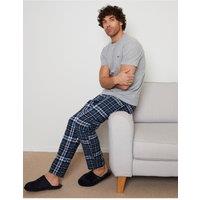 Threadbare Mens Jersey T-Shirt Checked Pyjama Set - Grey