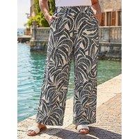 Roman Curve Textured Print Wide Leg Trousers